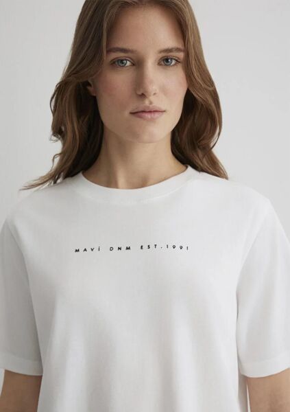 MAVİ BASKILI TİŞÖRT KADIN LOGO T-SHIRT