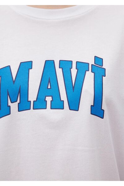 MAVİ BASKILI KADIN LOGO T-SHIRT
