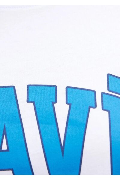 MAVİ BASKILI TİŞÖRT KADIN LOGO T-SHIRT