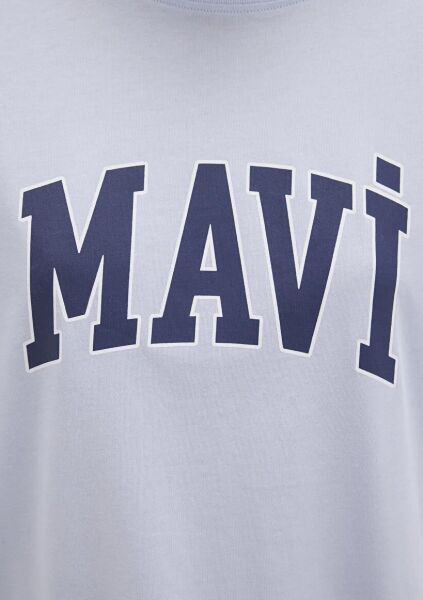 MAVİ BASKILI TİŞÖRT KADIN LOGO T-SHIRT