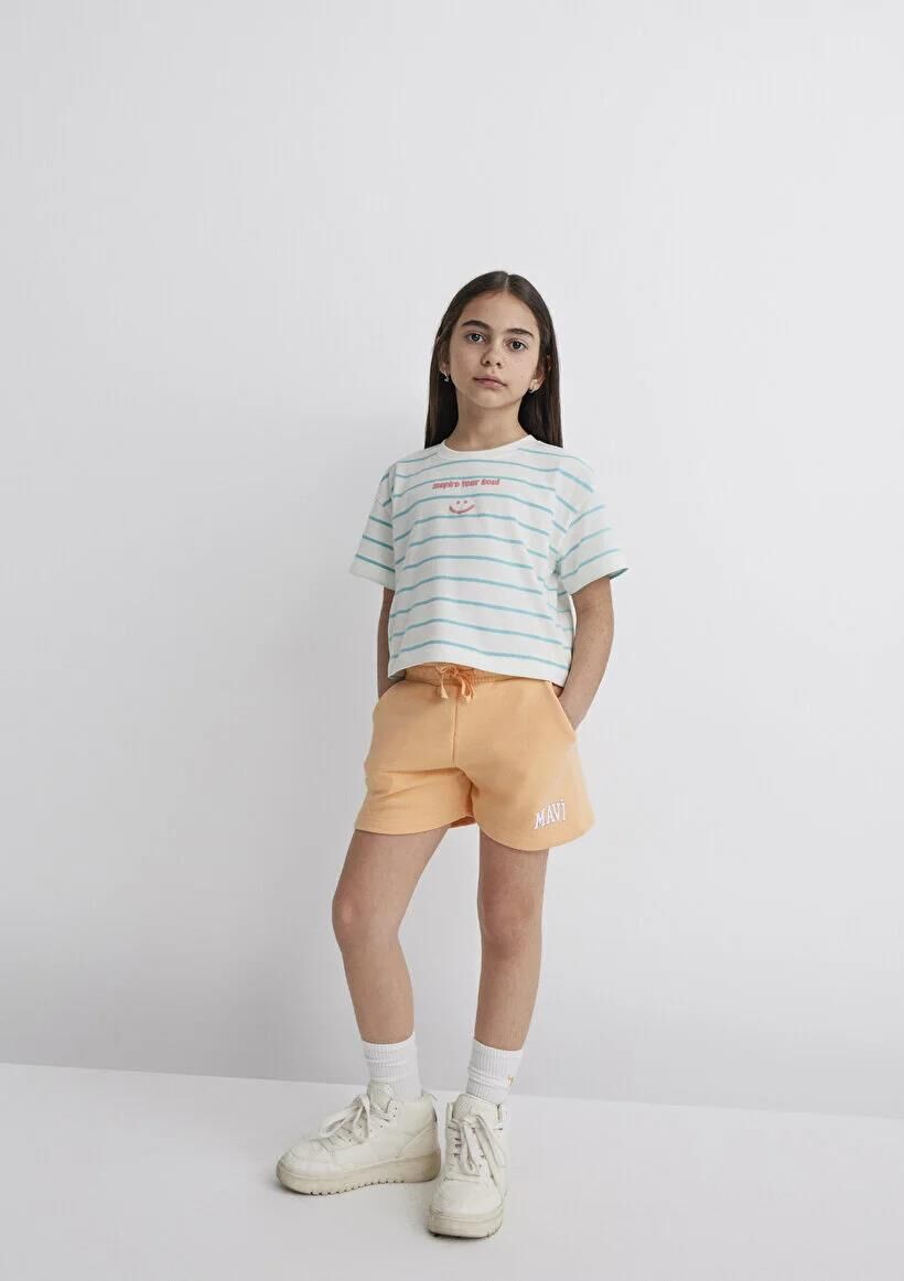 MAVİ BASKILI KIZ ÇOCUK ÖRME ŞORT