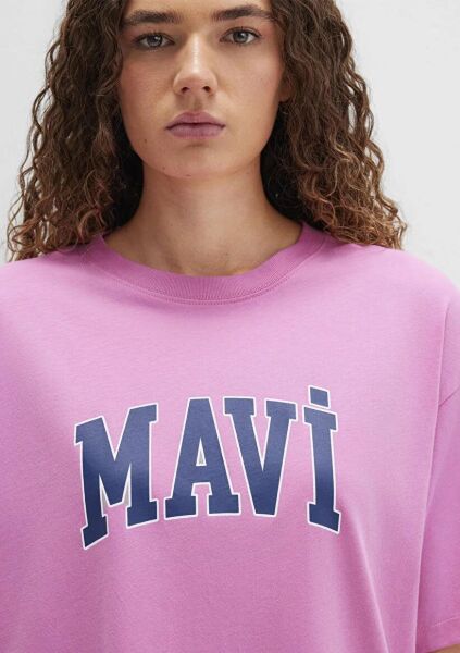 MAVİ BASKILI KADIN LOGO T-SHIRT