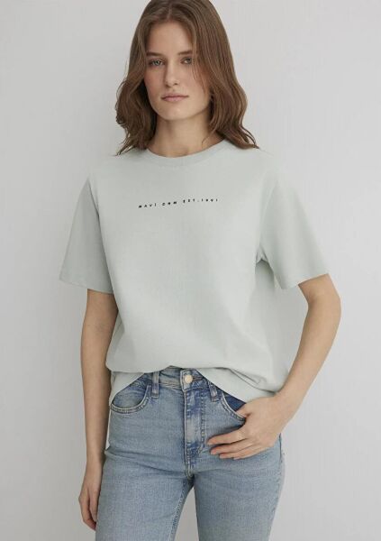 MAVİ BASKILI KADIN LOGO T-SHIRT