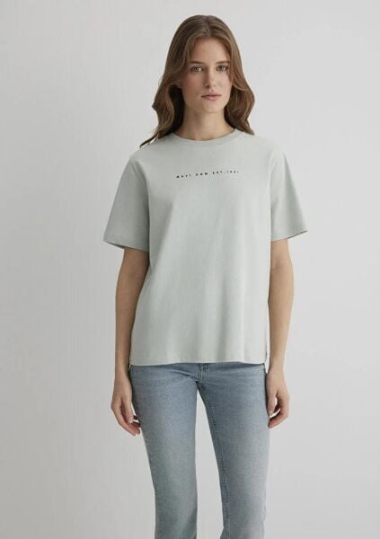 MAVİ BASKILI TİŞÖRT KADIN LOGO T-SHIRT