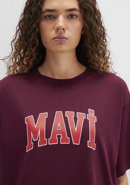 MAVİ BASKILI TİŞÖRT KADIN LOGO T-SHIRT