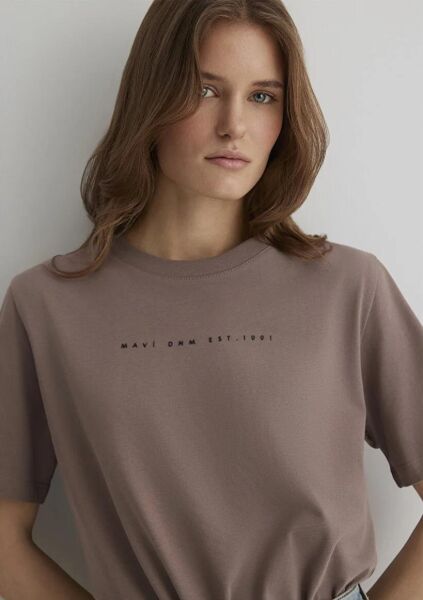 MAVİ BASKILI KADIN LOGO T-SHIRT