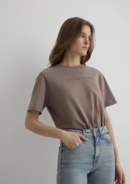 MAVİ BASKILI TİŞÖRT KADIN LOGO T-SHIRT