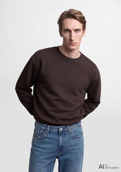 MAVİ BİSİKLET YAKA ERKEK SWEATSHIRT