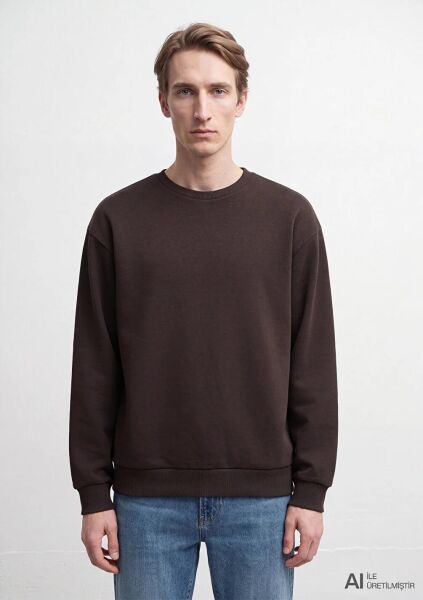 MAVİ BİSİKLET YAKA ERKEK SWEATSHIRT