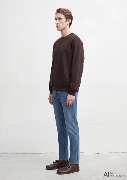 MAVİ BİSİKLET YAKA ERKEK SWEATSHIRT