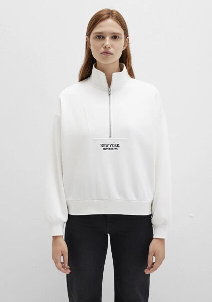 MAVİ YARIM FERMUARLI KADIN SWEATSHIRT