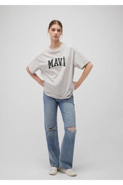 MAVİ MAVİ BASKILI TİŞÖRT KADIN LOGO T-SHIRT