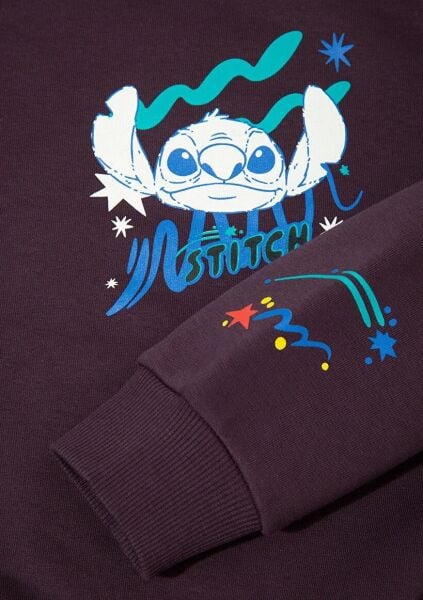 MAVİ STITCH BASKILI KAPÜŞONLU SWEATSHIRT KIZ ÇOCUK PROJE, LİSANS T-SHIRT
