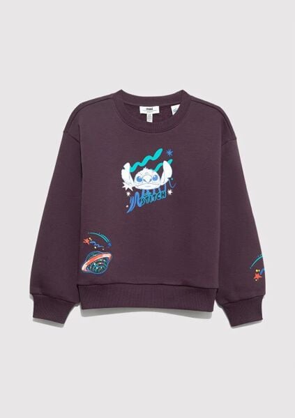 MAVİ STITCH BASKILI KAPÜŞONLU SWEATSHIRT KIZ ÇOCUKS PROJE, LİSANS T-SHIRT
