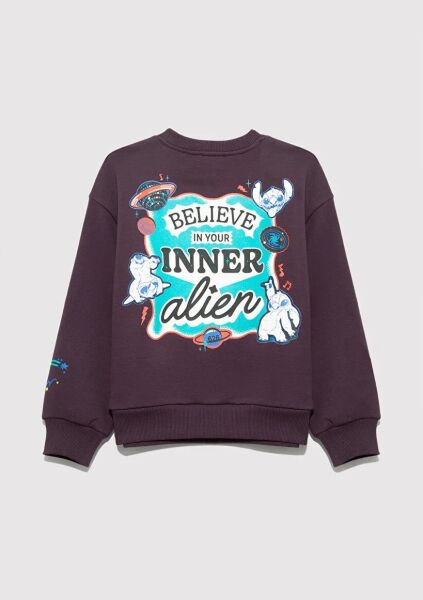 MAVİ STITCH BASKILI KAPÜŞONLU SWEATSHIRT KIZ ÇOCUK PROJE, LİSANS T-SHIRT