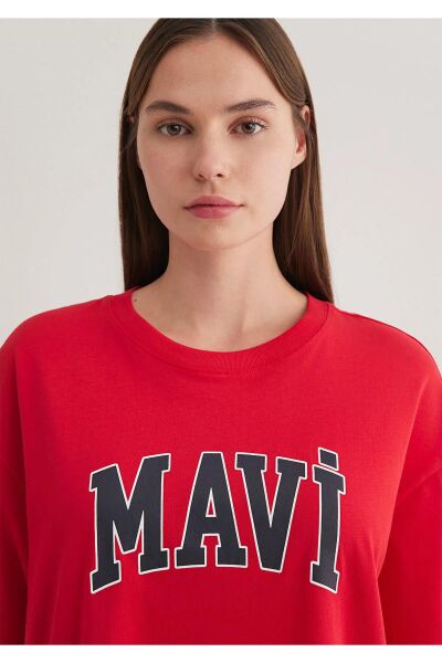 MAVİ BASKILI KADIN LOGO T-SHIRT