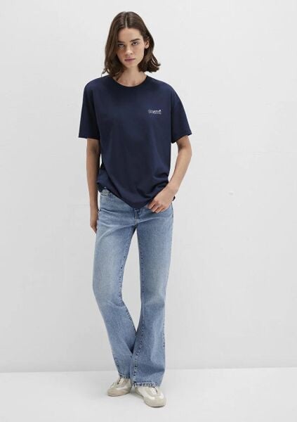 MAVİ KISA KOLLU PENYE KADIN LOGO T-SHIRT