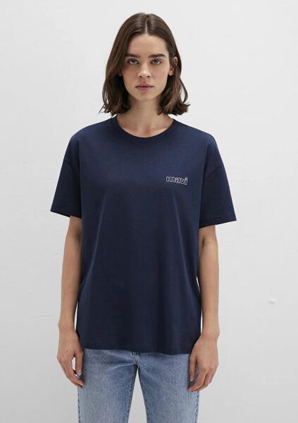 MAVİ KISA KOLLU PENYE KADIN LOGO T-SHIRT