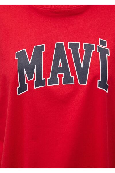 MAVİ BASKILI KADIN LOGO T-SHIRT