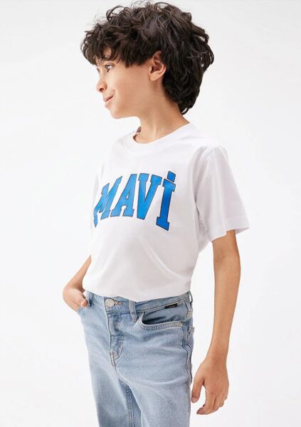 MAVİ LOGO BASKILI TİŞÖRT ERKEK LOGO T-SHIRT