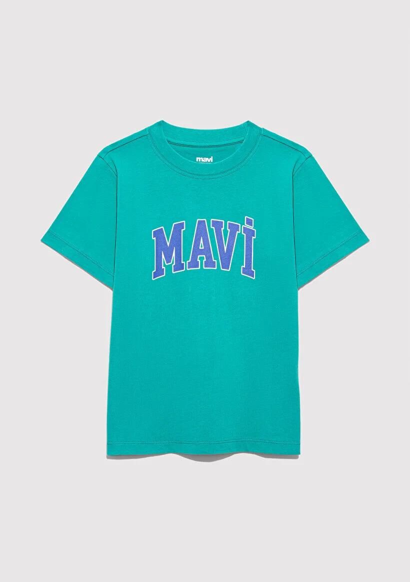 MAVİ LOGO BASKILI TİŞÖRT ERKEK LOGO T-SHIRT