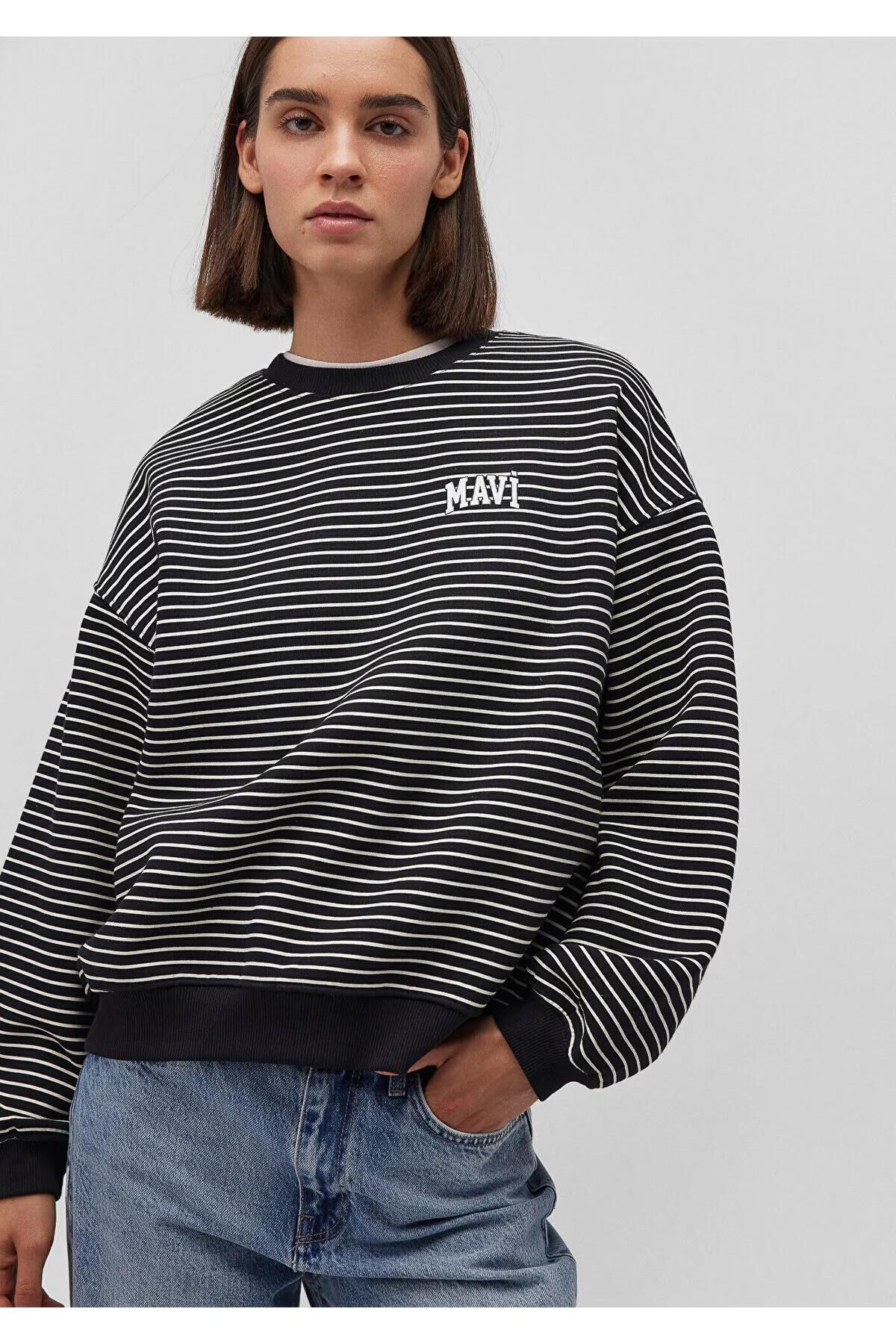 MAVİ BASKILI SWEATSHIRT KADIN SWEATSHIRT