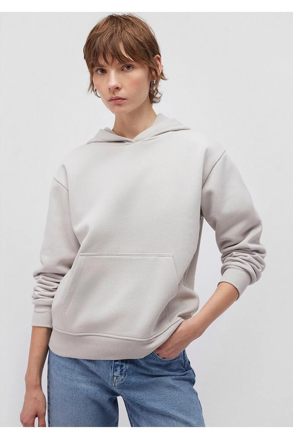 MAVİ KAPİŞONLU SWEATSHIRT KADIN BASIC, SEMI BASIC
