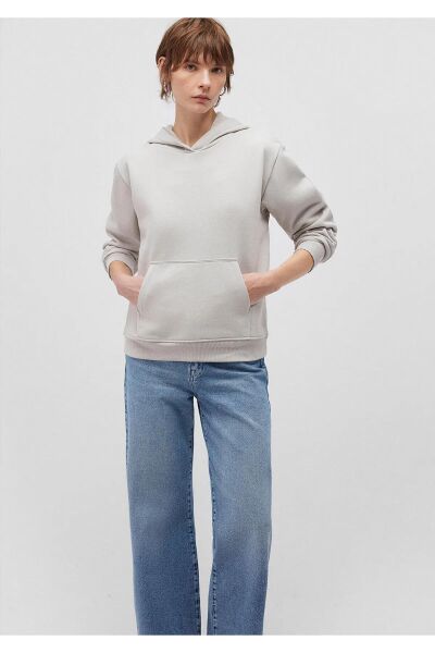 MAVİ KAPİŞONLU SWEATSHIRT KADIN BASIC, SEMI BASIC