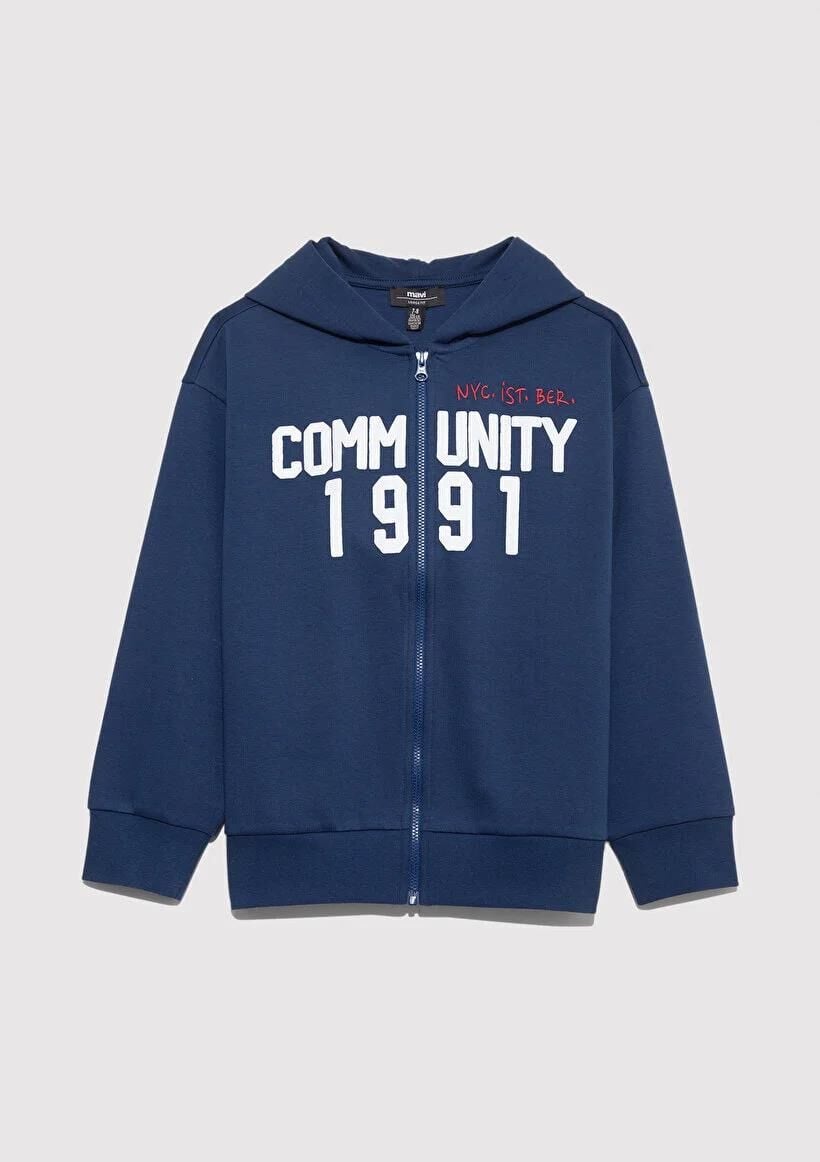 MAVİ COMMUNITY 1991 BASKILI FERMUARLI SWEATSHIRT ERKEK ÇOCUK SWEATSHIRT