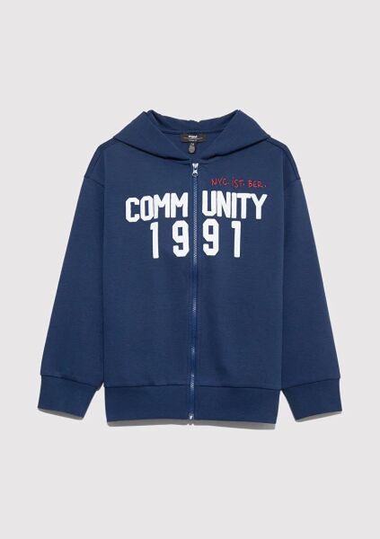 MAVİ COMMUNITY 1991 BASKILI FERMUARLI ERKEK ÇOCUK SWEATSHIRT