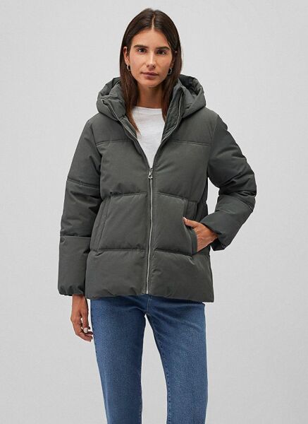 MAVİ KADIN KAPÜŞONLU MONT