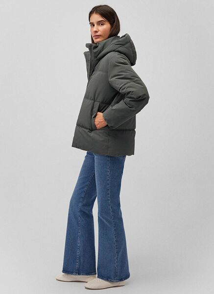 MAVİ KADIN KAPÜŞONLU MONT