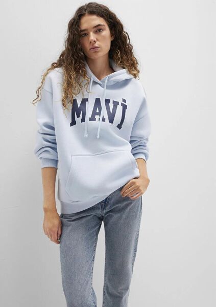 MAVİ LOGO KAPÜŞONLU SWEATSHIRT KADIN LOGO T-SHIRT