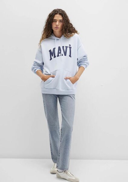 MAVİ LOGO KAPÜŞONLU SWEATSHIRT KADIN LOGO T-SHIRT