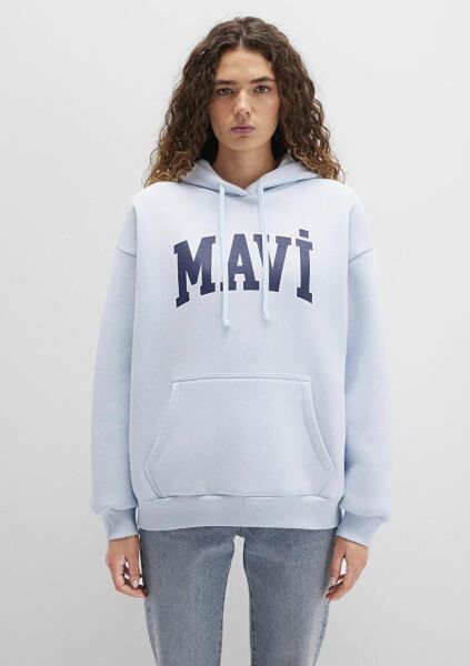 MAVİ LOGO KAPÜŞONLU SWEATSHIRT KADIN LOGO T-SHIRT