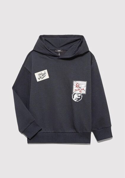 MAVİ JURASSIC PARK BASKILI KAPÜŞONLU SWEATSHIRT ERKEK ÇOCUK SWEATSHIRT