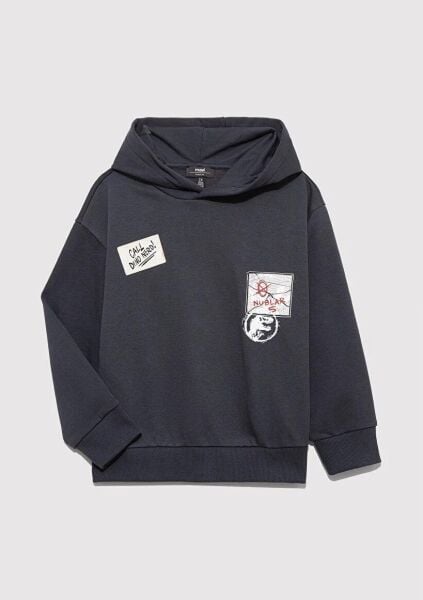 MAVİ JURASSIC PARK BASKILI KAPÜŞONLU ERKEK ÇOCUK SWEATSHIRT