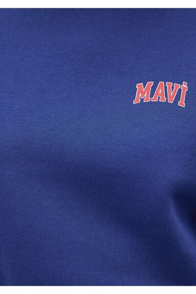 MAVİ LOGO KISA SWEATSHIRT KADIN LOGO T-SHIRT