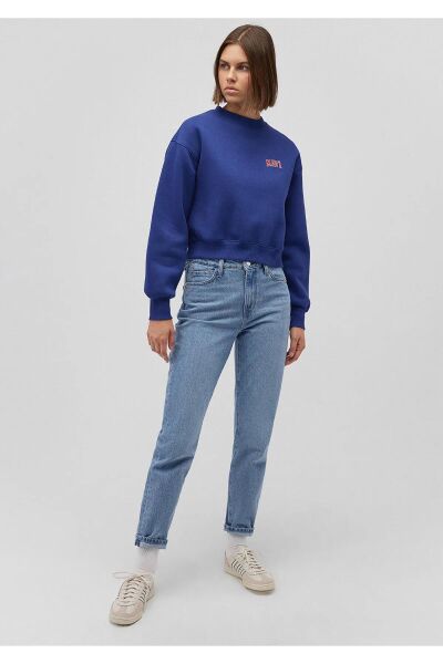MAVİ LOGO KISA SWEATSHIRT KADIN LOGO T-SHIRT