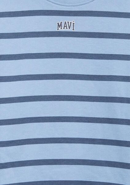 MAVİ LOGO BASKILI ÇİZGİLİ ERKEK ÇOCUK 0 YAKA SWEATSHIRT