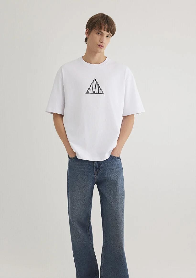 MAVİ BASKILI TİŞÖRT ERKEK LOGO T-SHIRT