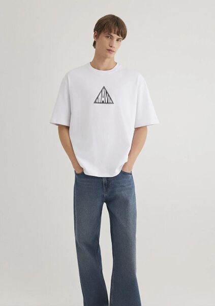 MAVİ BASKILI ERKEK LOGO T-SHIRT