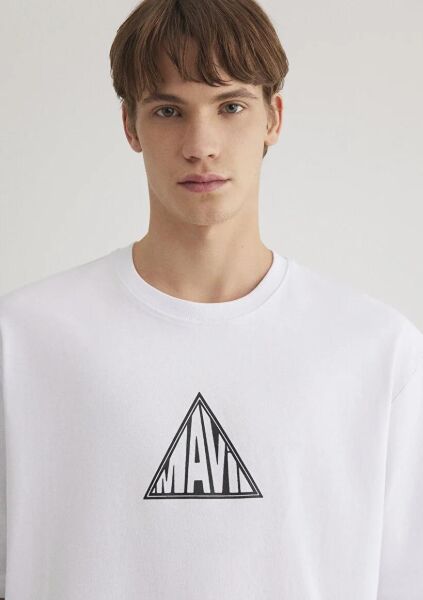 MAVİ BASKILI TİŞÖRT ERKEK LOGO T-SHIRT