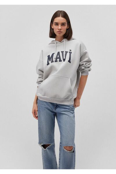 MAVİ SWEATSHIRT KADIN KAPÜŞONLU SWEATSHIRT