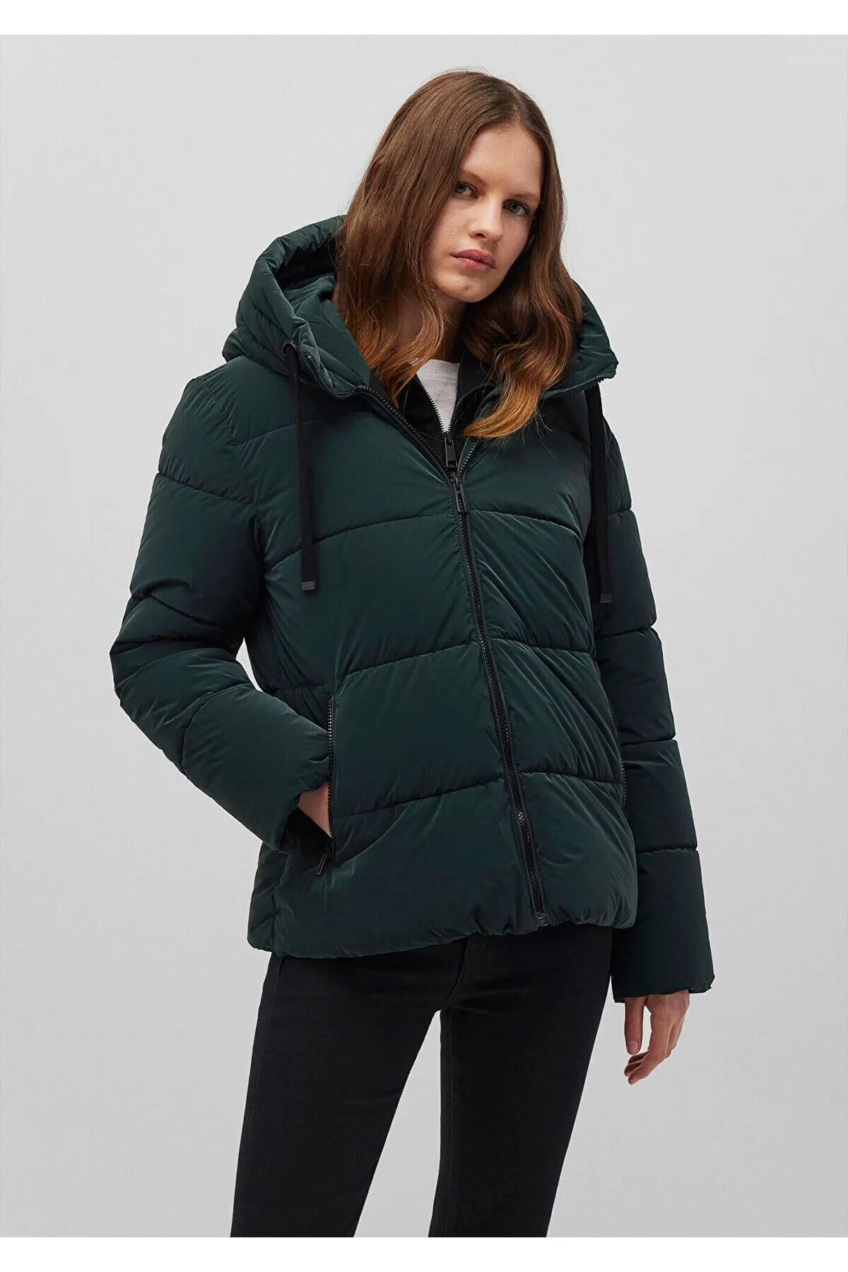 MAVİ KADIN KAPÜŞONLU MONT