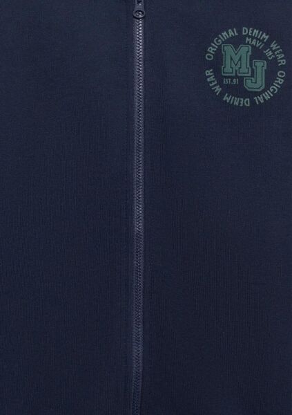 MAVİ MV BASKILI FERMUARLI SWEATSHIRT ERKEK SWEATSHIRT