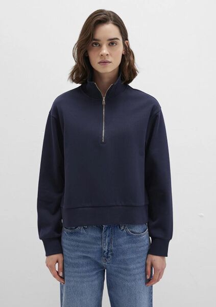 MAVİ YARIM FERMUARLI KADIN SWEATSHIRT