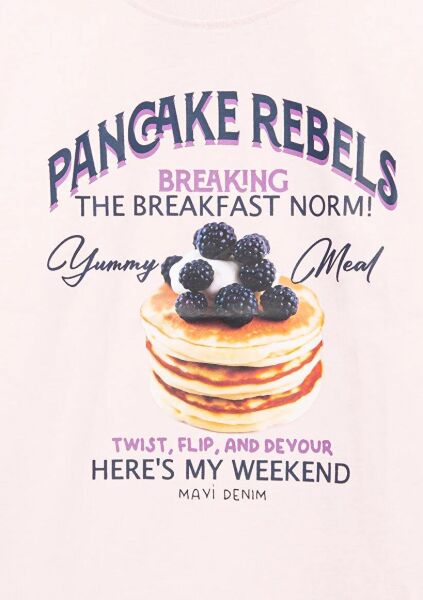MAVİ PANCAKE REBELS BASKILI TİŞÖRT KIZ ÇOCUK MODELLİ PENYE