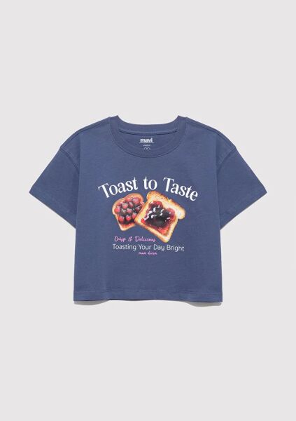 MAVİ TOAST TO TASTE BASKILI TİŞÖRT OCEANA KIZ ÇOCUK MODELLİ PENYE