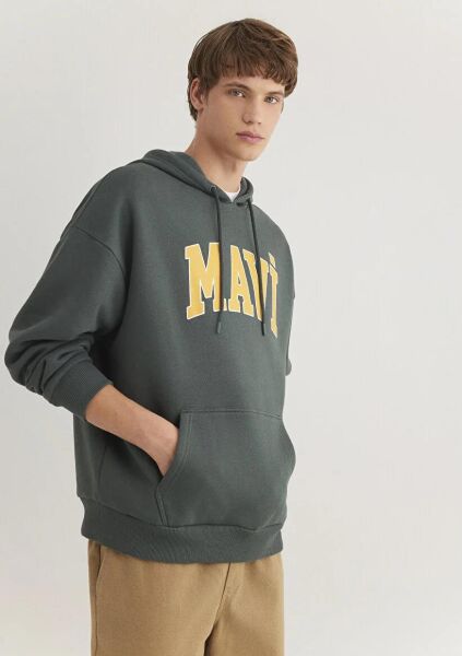 MAVİ BASKILI SWEATSHIRT ERKEK HOODIE